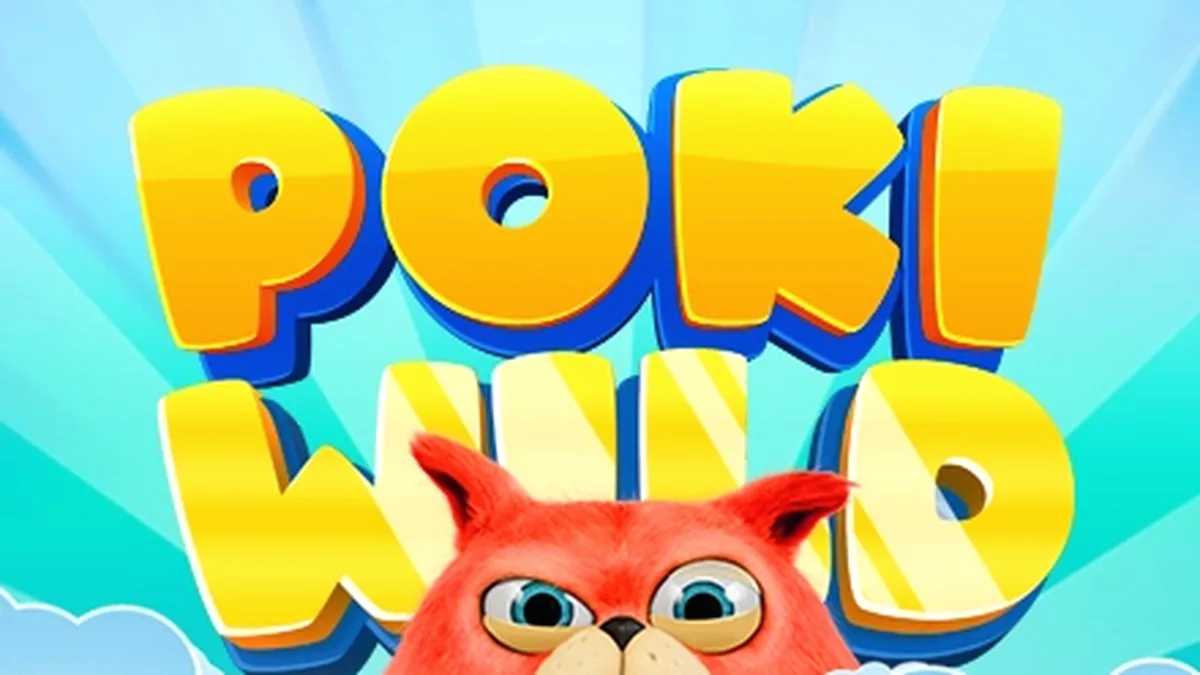 Tampilan layar utama permainan slot Poki Wild dengan simbol-simbol yang cerah